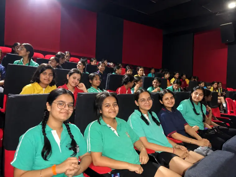 Students at the cinema during a hostel trip at DPS Chhindwara