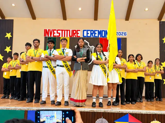 Bishop House (yellow) at the Investiture Ceremony, Delhi Public School Chhindwara