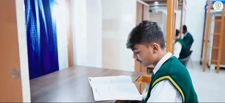 A senior boarder studying in his room at DPS Chhindwara