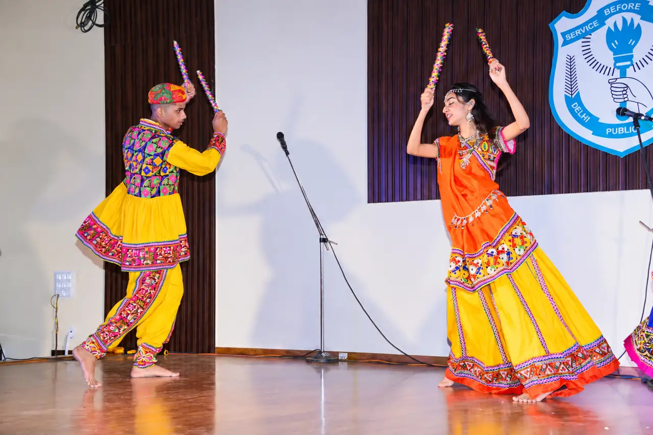 Students performing a folk dance at Delhi Public School Chhindwara