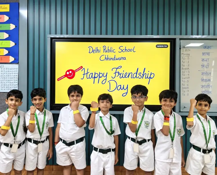 Wing 1 students celebrating Friendship Day at DPS Chhindwara