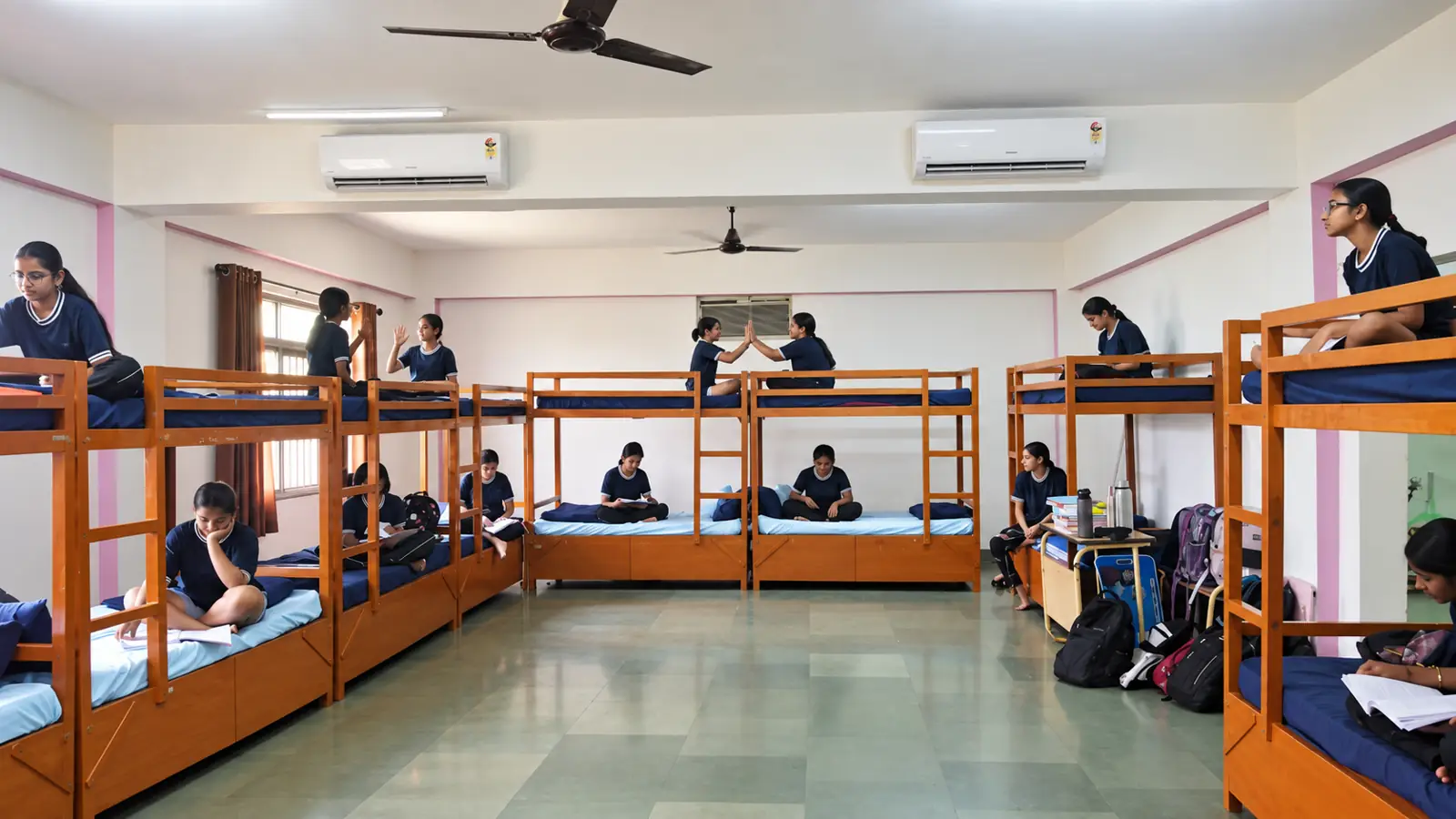 Air-conditioned hostel dormitory with bunk beds at DPS Chhindwara