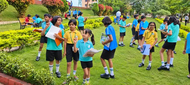 Students on a nature walk at Delhi Public School Chhindwara