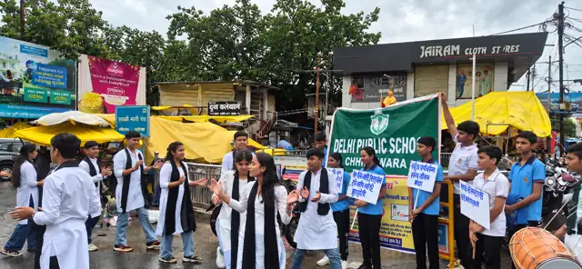 Students performing a Nukkad Natak (street play), Delhi Public School Chhindwara