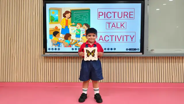A Foundation Stage student in a picture talk activity at Delhi Public School Chhindwara