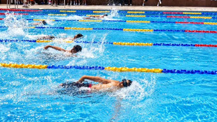 Swimming race in the lanes of the DPS Chhindwara pool