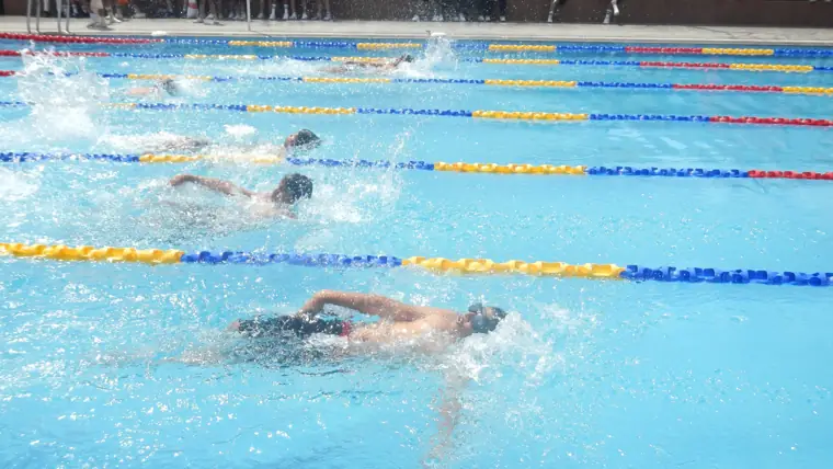 A swimming race in the pool at Delhi Public School Chhindwara