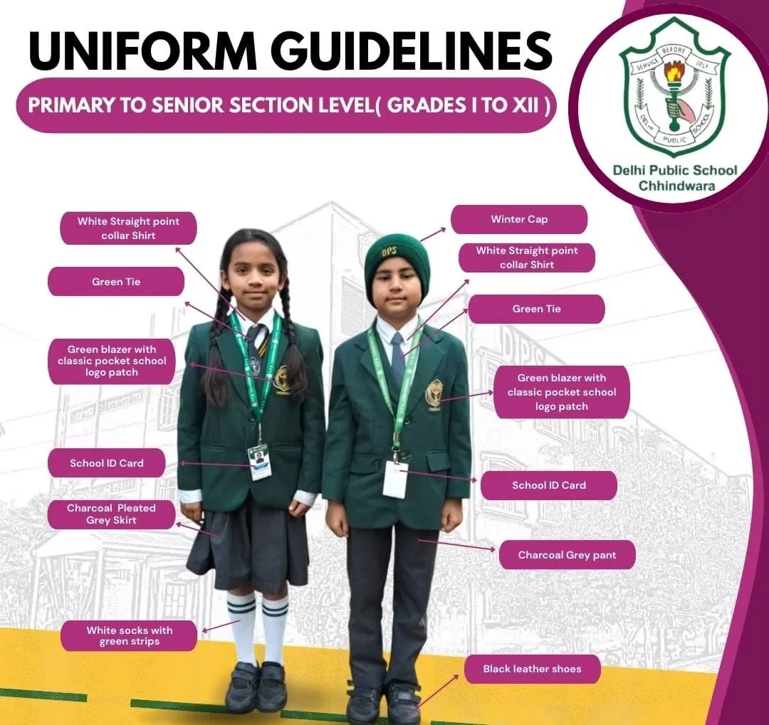 DPS Chhindwara uniform guidelines for Grades I to XII
