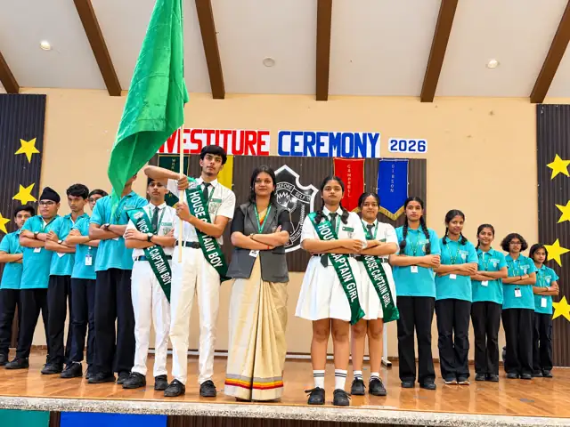 Wordsworth House (green) at the Investiture Ceremony, Delhi Public School Chhindwara