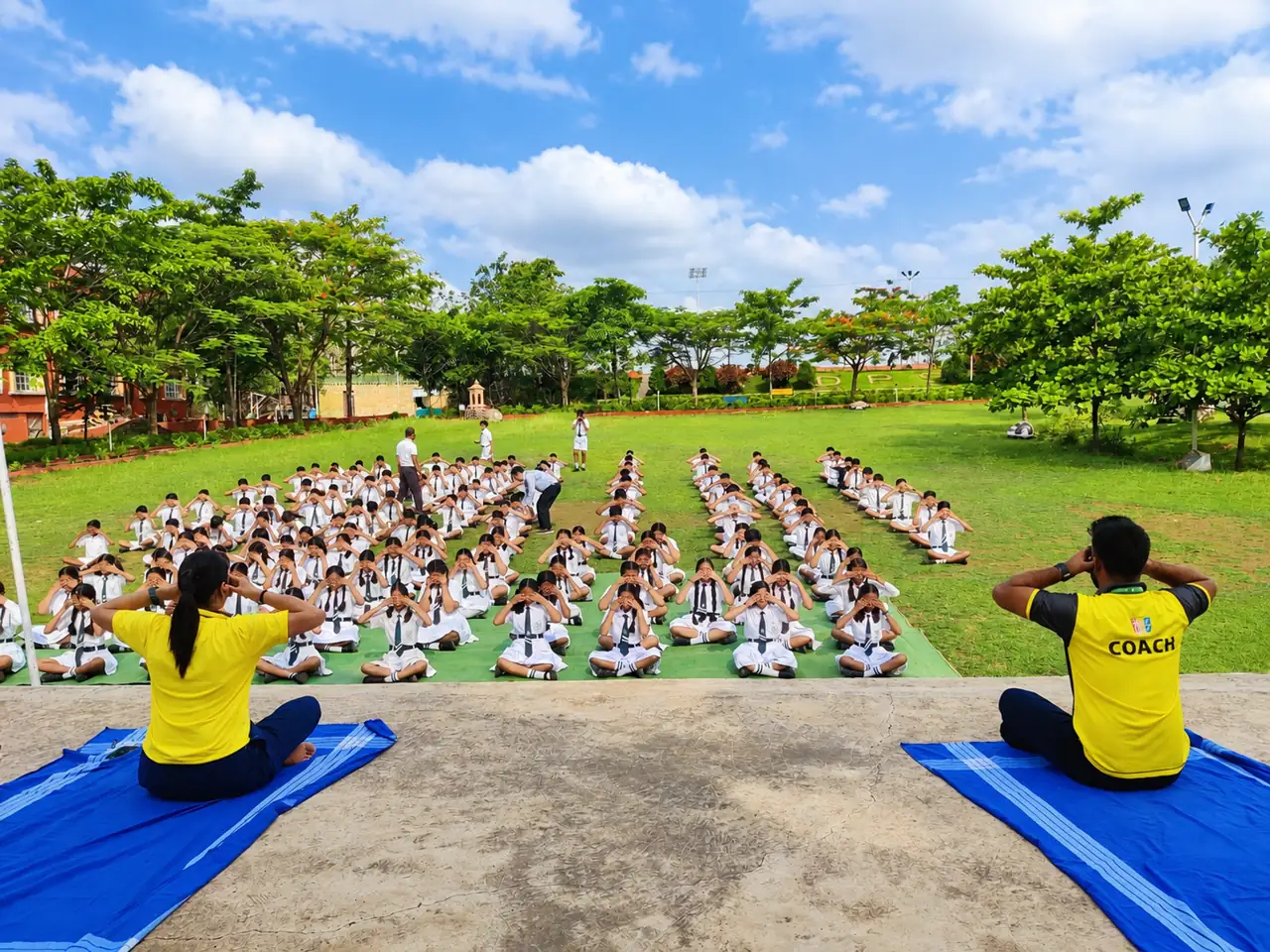 Mass yoga session on the campus of Delhi Public School Chhindwara