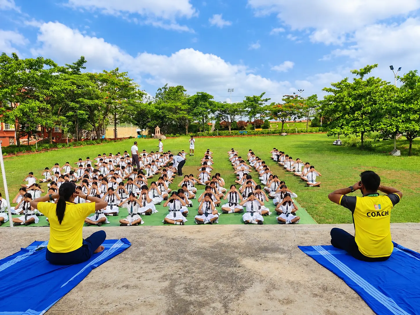 Mass yoga session on the campus of Delhi Public School Chhindwara